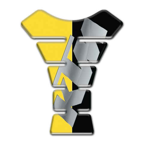 KTM Tank Pad Protector Black Yellow Halves and Gray Logo 