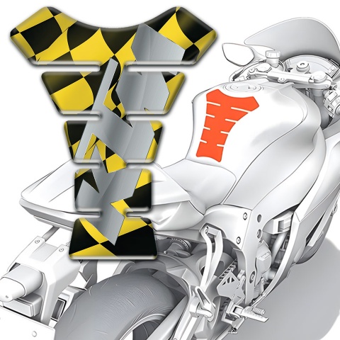 KTM Tank Guard Pads Black Yellow Squares Base Gray Logo 