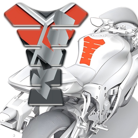 KTM Tank Pad Motorbike Red Gray Base and Gray Logo 