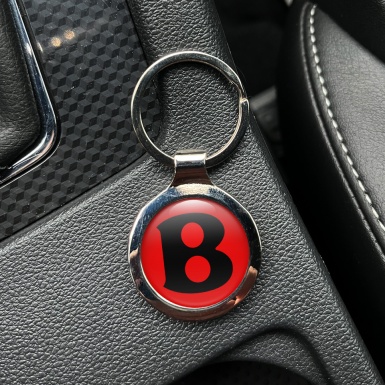 Bentley Metal Key Ring Red Black Clean Logo Design