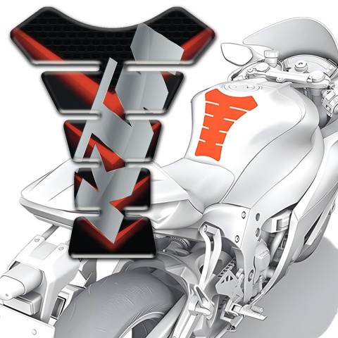 KTM Tank Pad Protector Black with Red V Shape Details Base and Gray Logo 