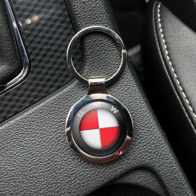 BMW Keychain Metal Black Ring Red White Logo