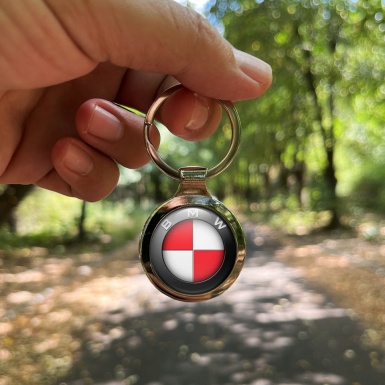 BMW Keychain Metal Black Ring Red White Logo