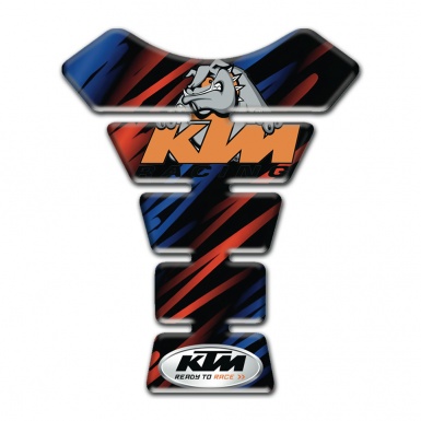 KTM Tank Pad Motorbike Black with Blue Red Patterns Base and Dog logo 