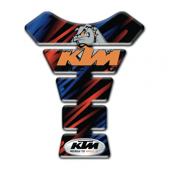 KTM Tank Pad Motorbike Black with Blue Red Patterns Base and Dog logo 