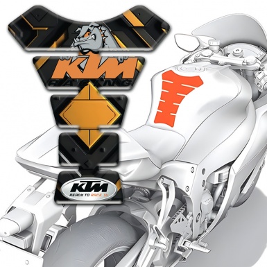 KTM Tank Guard Pads Yellow Rhombus Base and Dog Logo 