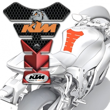 KTM Tank Pad Motorbike Red Black Elemets Base and Dog Logo Style 