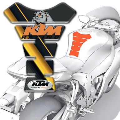KTM Tank Guard Pads Yellow Tapes Base and Dog Logo 