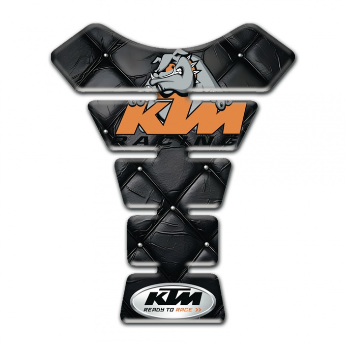 KTM Tank Pad Protector Black Leather base and Dog Logo Style 