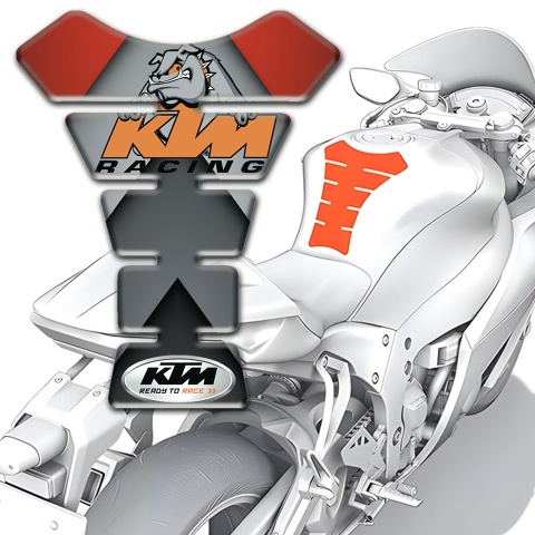 KTM Tank Fuse Gray Red Design with Dog Logo 