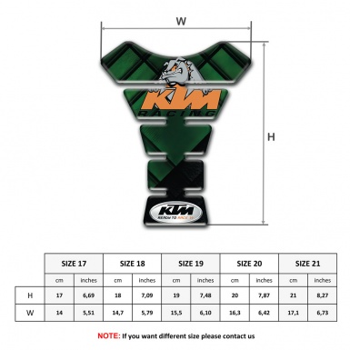 KTM Tank Fuse Dark Green Parts Design and Dog Logo Style 