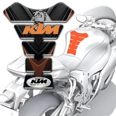 KTM Tank Pad Motorbike Black Brown Base Animation Dog Logo 