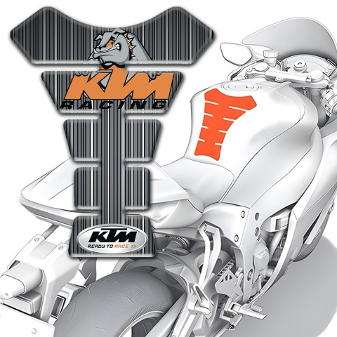 KTM Tank Protector Gray Base with White Thin Stripes 