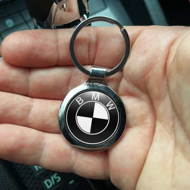 BMW Metal Fob Chain Black Classic White Logo Design