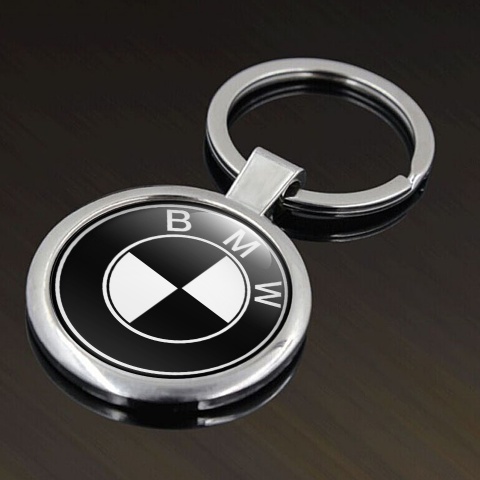 BMW Metal Fob Chain Black Classic White Logo Design