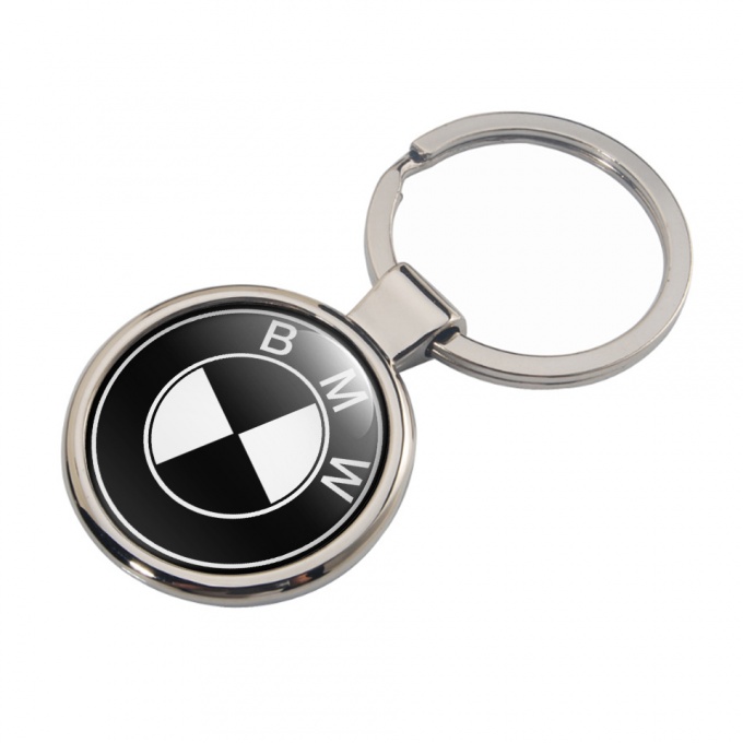 BMW Metal Fob Chain Black Classic White Logo Design