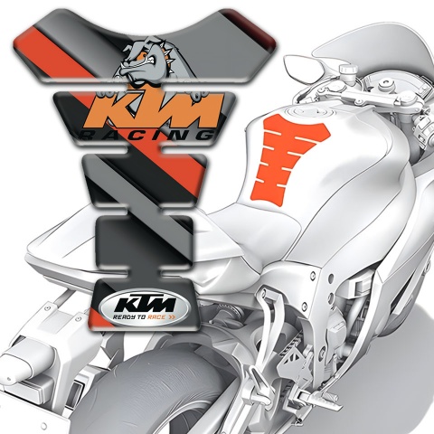 KTM Tank Fuse Gray Orange Diagonal print and Animation Dog Logo 