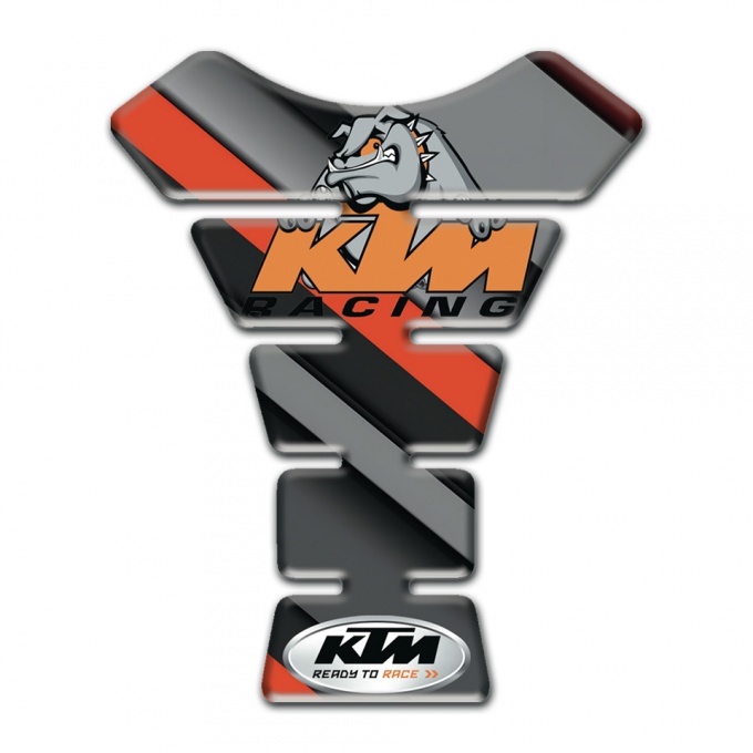 KTM Tank Fuse Gray Orange Diagonal print and Animation Dog Logo 