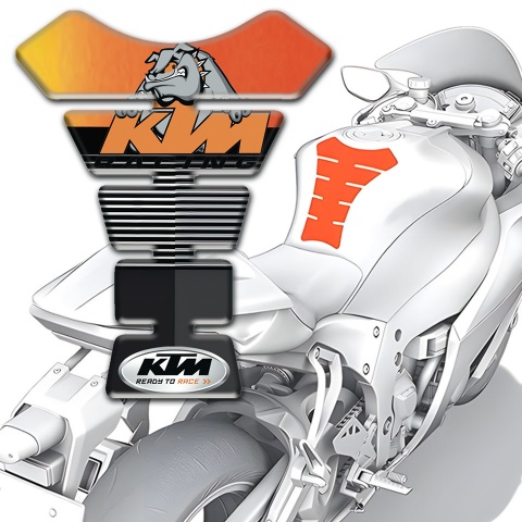 KTM Tank Guard Pads Orange Black base and Racing Logo Style 