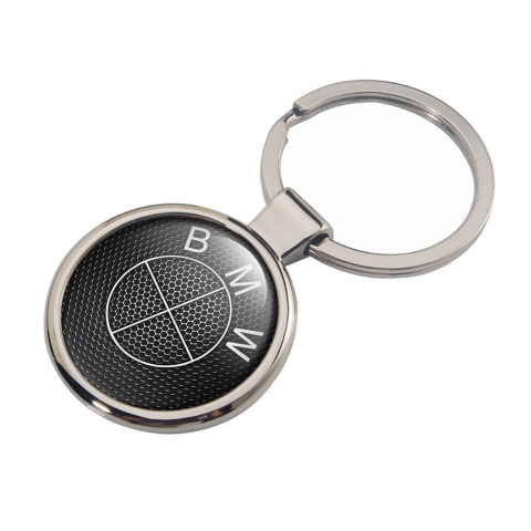 BMW Metal Key Ring Dark Honeycomb White Logo Edition