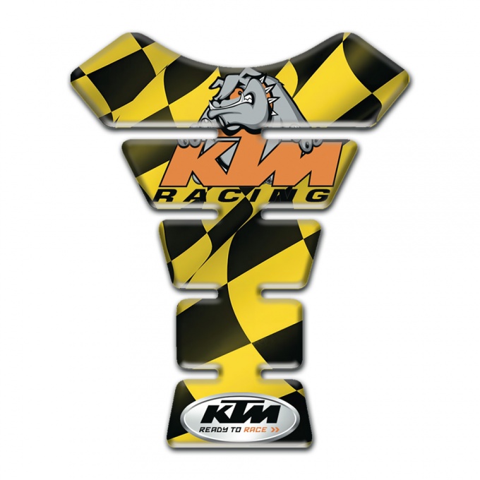 KTM  Tank Protector Black Yellow Flag Effect and Racing Logo 