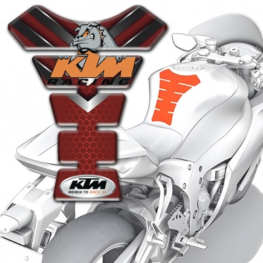 KTM Tank Pad Motorbike Red with Nikel Details Design 