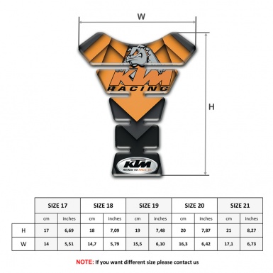 KTM Tank Guard Pads Racing Logo Style and Orange Black Decoration 