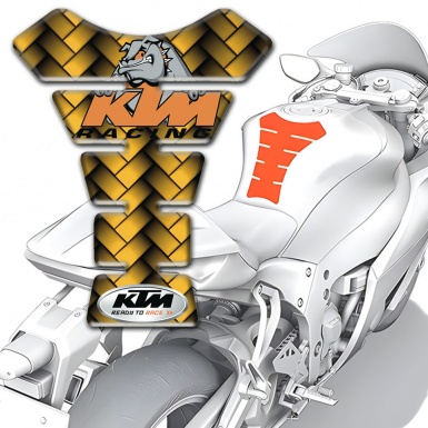 KTM Tank Pad Protector Yellow Mosaic Base Effect with Animation Dog Logo 