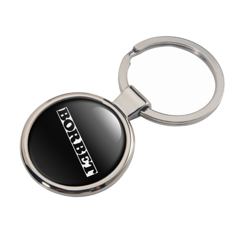 Borbet Metal Key Ring Black White Rectangle Logo Design