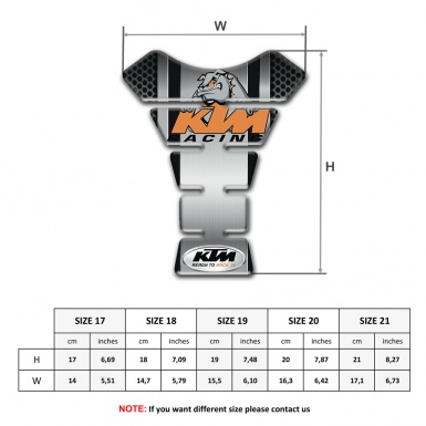 KTM Tank Pad Protector Center Metal Panel Base and Animation Dog Logo