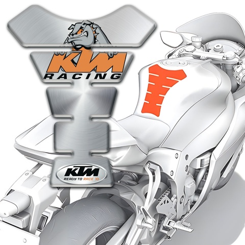 KTM Tank Pad Motorbike Silver Base Cartoon Dog Logo 