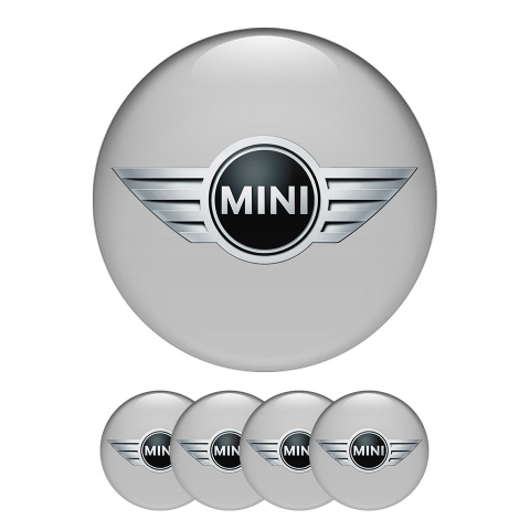 Mini Cooper Domed Stickers Wheel Center Cap Gray Classic