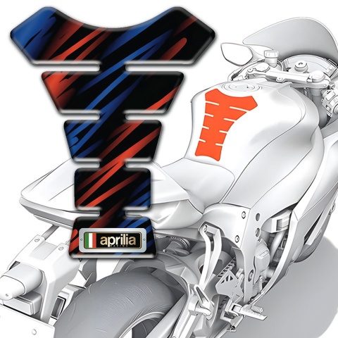 Aprilia Tank Pad Protector Black with Blue Red Patterns Design 