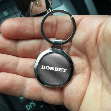 Borbet Metal Fob Chain Light Carbon White Logo Design