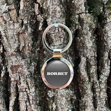 Borbet Metal Fob Chain Light Carbon White Logo Design