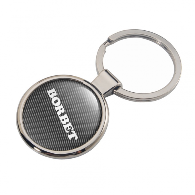 Borbet Metal Fob Chain Light Carbon White Logo Design