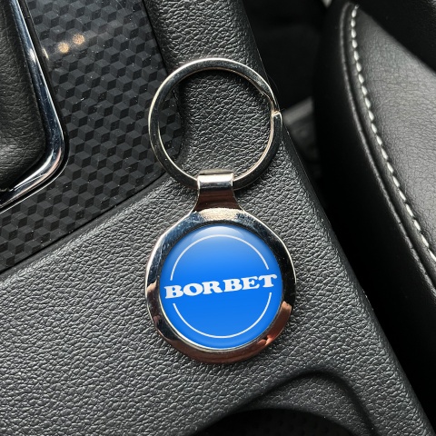 Borbet Metal Key Ring Blue White Circle Logo Design