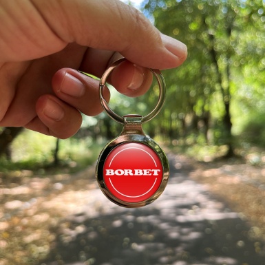 Borbet Metal Key Ring Red White Circle Logo Design