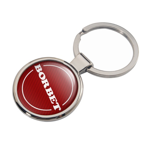 Borbet Key Fob Metal Dark Red Carbon White Circle Logo Design