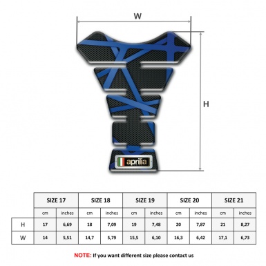 Aprilia Tank Pad Protector Black with Blue Patterns Design 