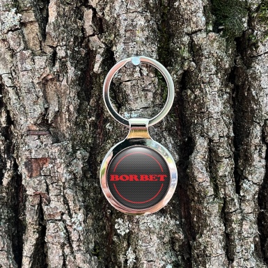 Borbet Keychain Metal Dark Carbon Red Circle Logo Design