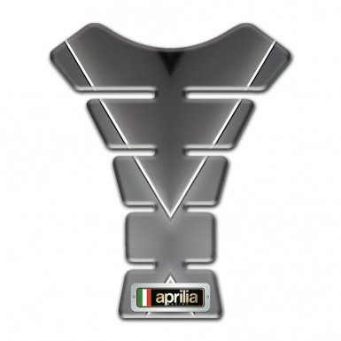 Aprilia Tank Guard Pads Gray Base with White Stripe Design 
