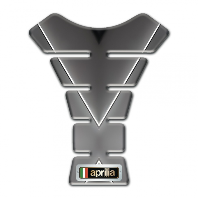 Aprilia Tank Guard Pads Gray Base with White Stripe Design 