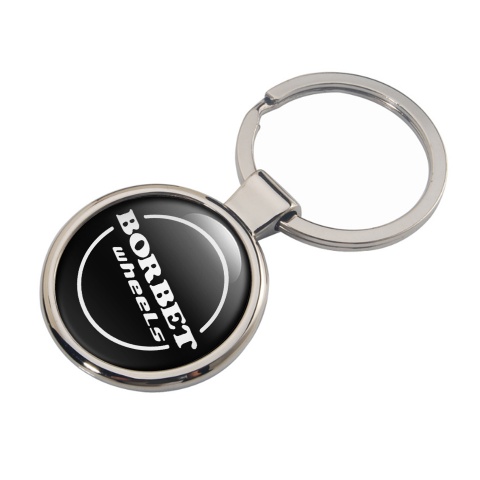 Borbet Wheels Metal Key Ring Black White Circle Logo Design