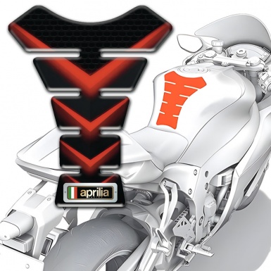 Aprilia Tank Pad Motorbike Black Base with Red V Shape Decoration 