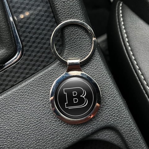 Mercedes Brabus Keychain Metal Black White Ring Logo