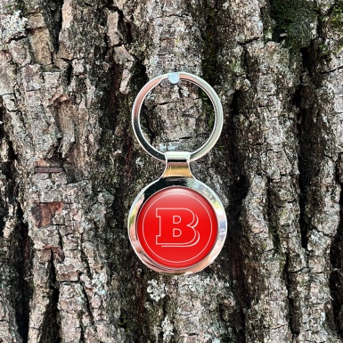 Mercedes Brabus Metal Key Ring Red White Circle Logo Design