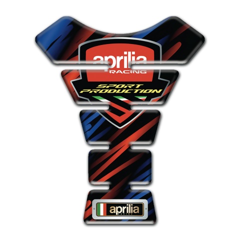 Aprilia Tank Pad Protector Black with Blue Red Patterns and Racing Logo Style 