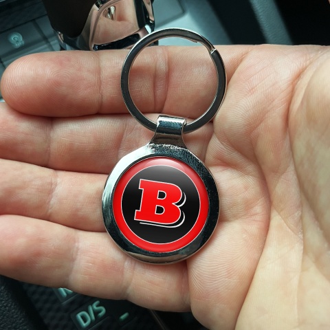 Mercedes Brabus Keychain Metal Black Red Ring Logo Design