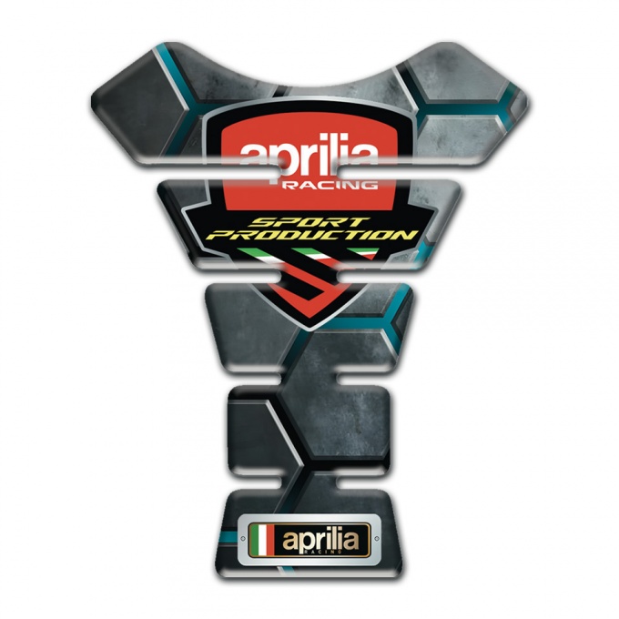 Aprilia Tank Fuse Gray Figures with Turquoise Outline Design 
